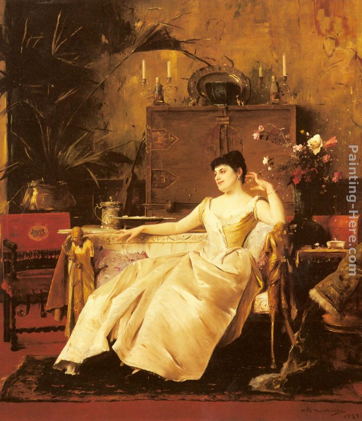 A Portrait of the Princess Soutzo painting - Mihaly Munkacsy A Portrait of the Princess Soutzo art painting